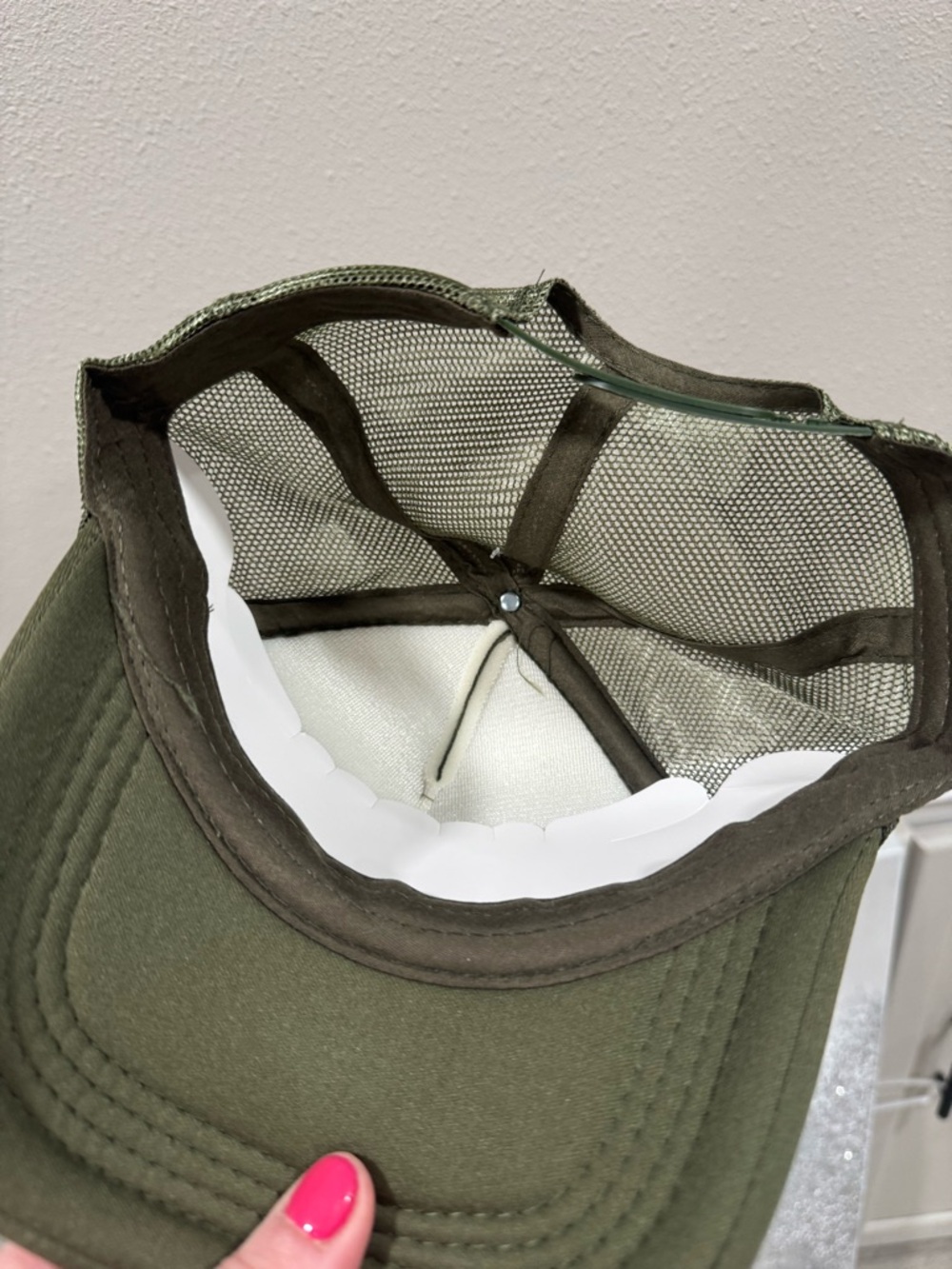 Olive Trucker Cap with Pink "Long Live Cowgirls" Embroidery - Picture 3 of 3
